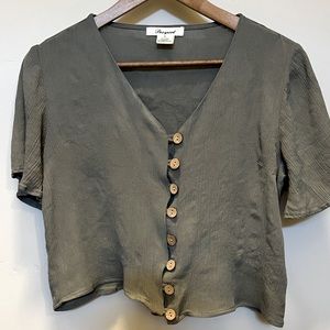 Crop Style Button Up Blouse